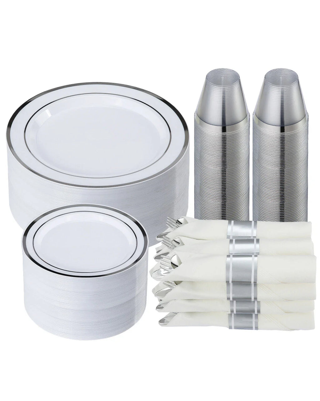 Plastic Disposable Plates 350 Pcs Plastic Dinnerware Set for Party and Wedding