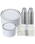 Plastic Disposable Plates 350 Pcs Plastic Dinnerware Set for Party and Wedding